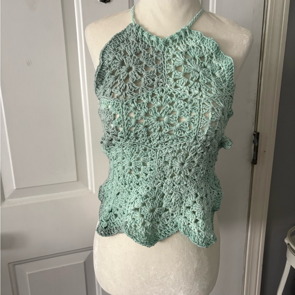 Handmade Mint Green Crochet Halter Top